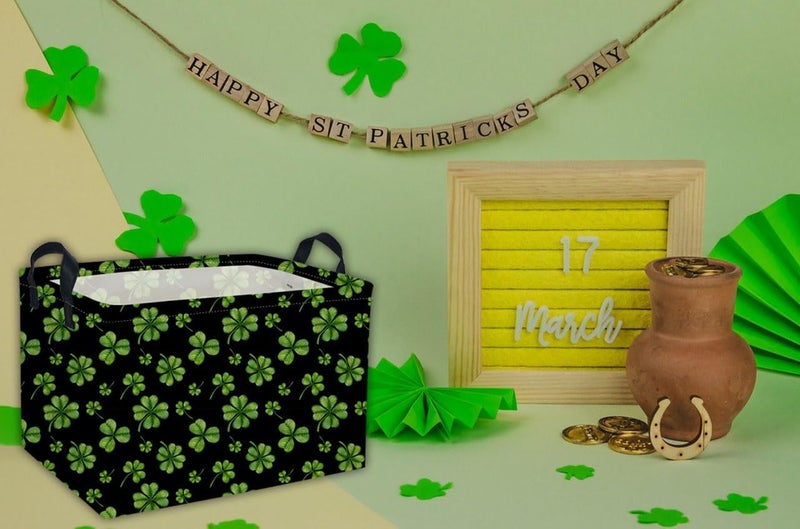 DDBASKET Rectangle Patrick's Day Baskets Kids Baskets Clover Storage Bin Organizer Box for Room Decor Gift Basket - Image 4